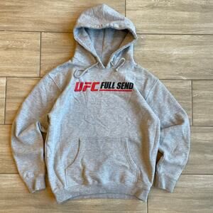 UFC Full Send Hoodie Mens M Gray Graphic Pullover Streetwear Sweatshirt